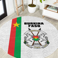 Burkina Faso Striped Round Carpet African Mud Cloth Pattern - White - Wonder Print Shop