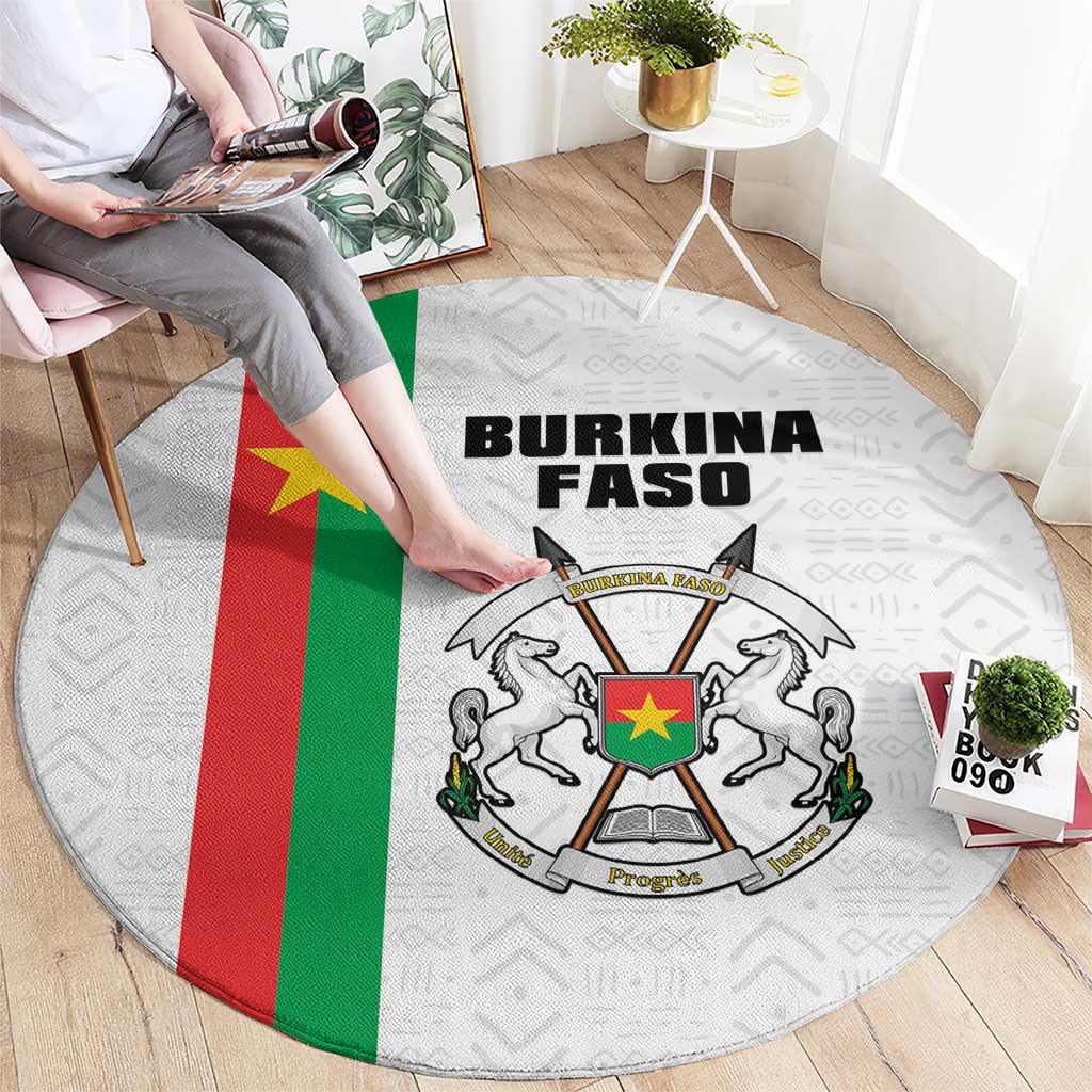 Burkina Faso Striped Round Carpet African Mud Cloth Pattern - White - Wonder Print Shop