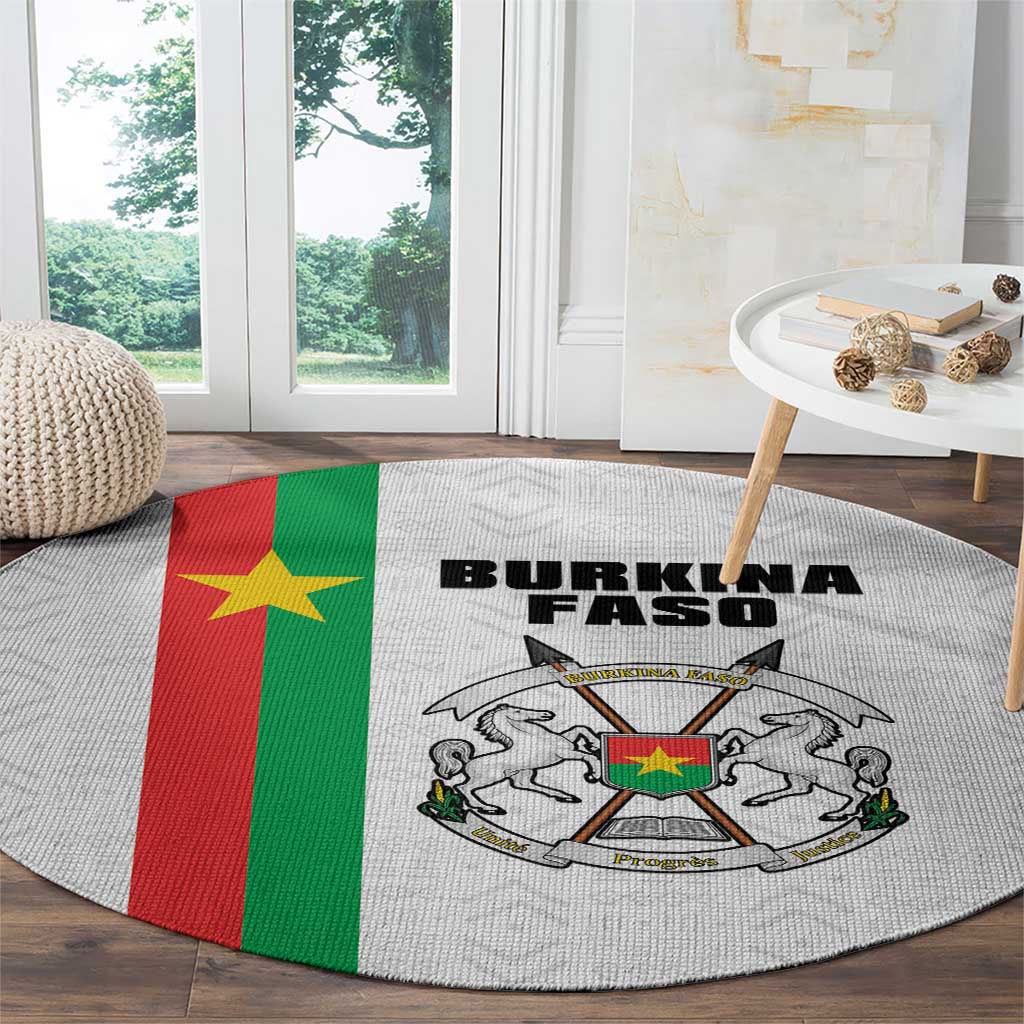 Burkina Faso Striped Round Carpet African Mud Cloth Pattern - White - Wonder Print Shop