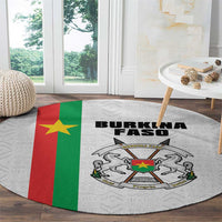 Burkina Faso Striped Round Carpet African Mud Cloth Pattern - White - Wonder Print Shop