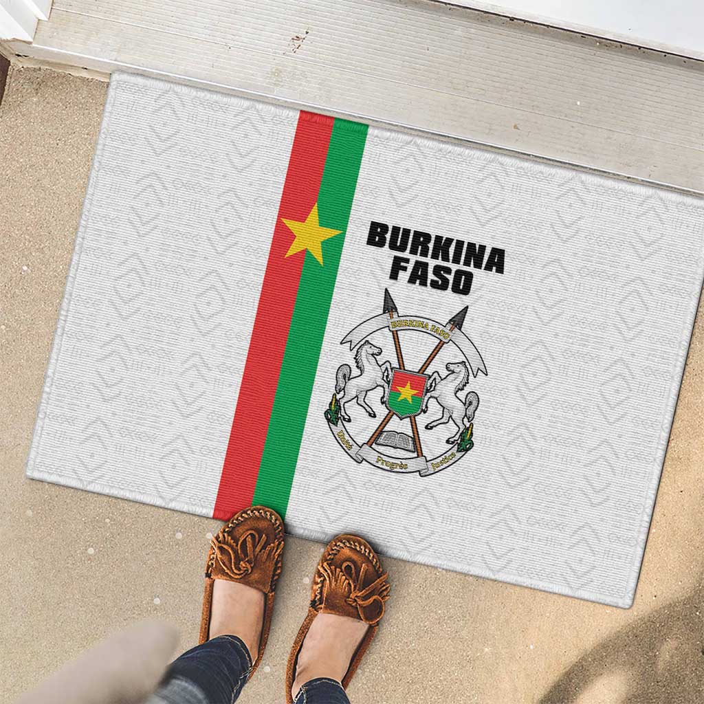 Burkina Faso Striped Rubber Doormat African Mud Cloth Pattern - White - Wonder Print Shop