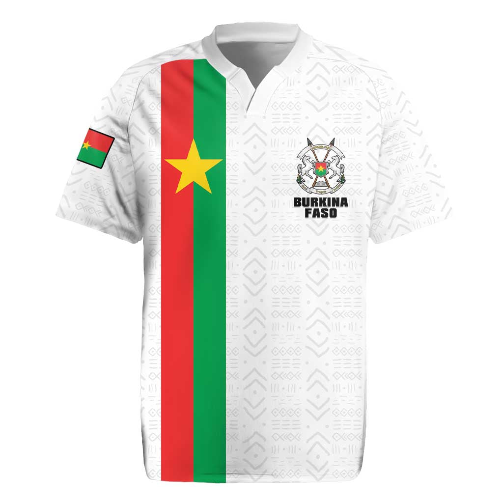 Personalized Burkina Faso Striped Rugby Jersey African Mud Cloth Pattern - White - Wonder Print Shop