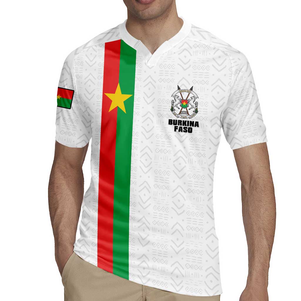 Personalized Burkina Faso Striped Rugby Jersey African Mud Cloth Pattern - White - Wonder Print Shop
