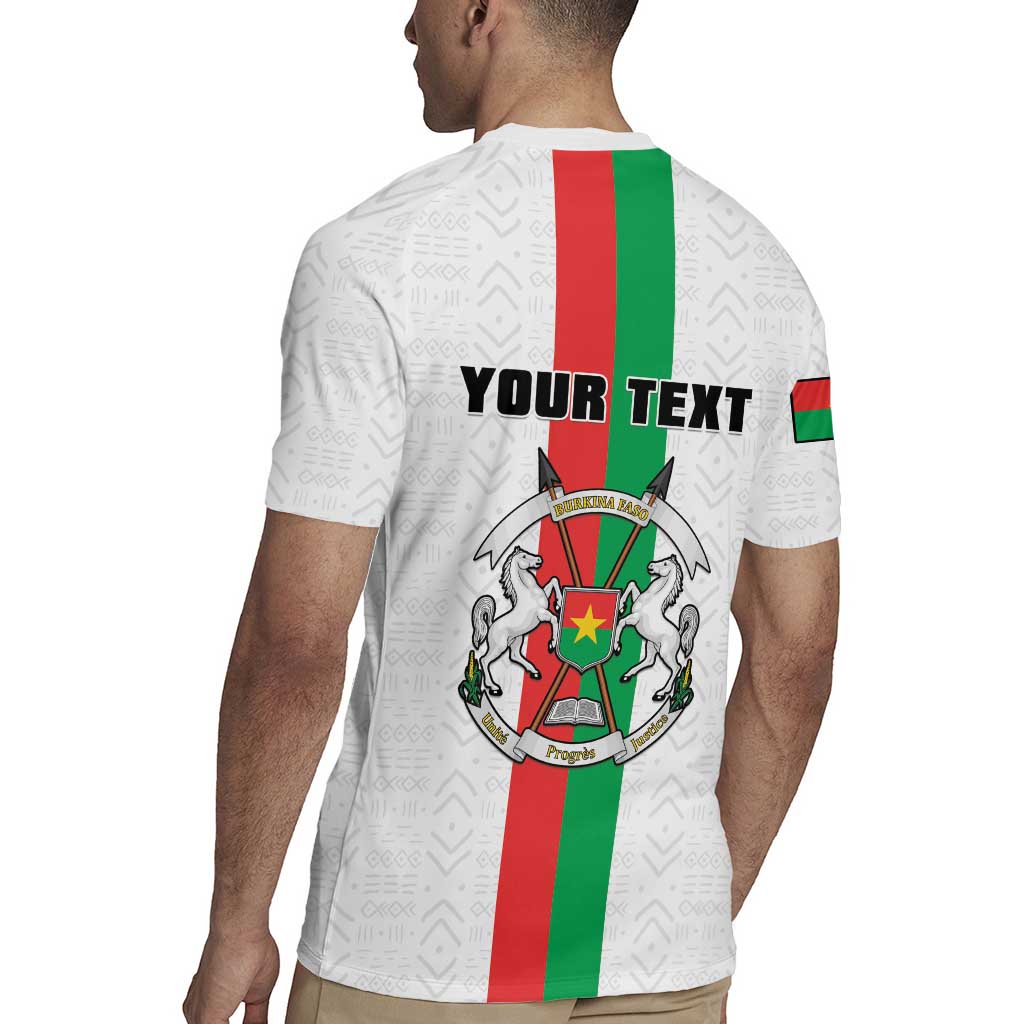 Personalized Burkina Faso Striped Rugby Jersey African Mud Cloth Pattern - White - Wonder Print Shop