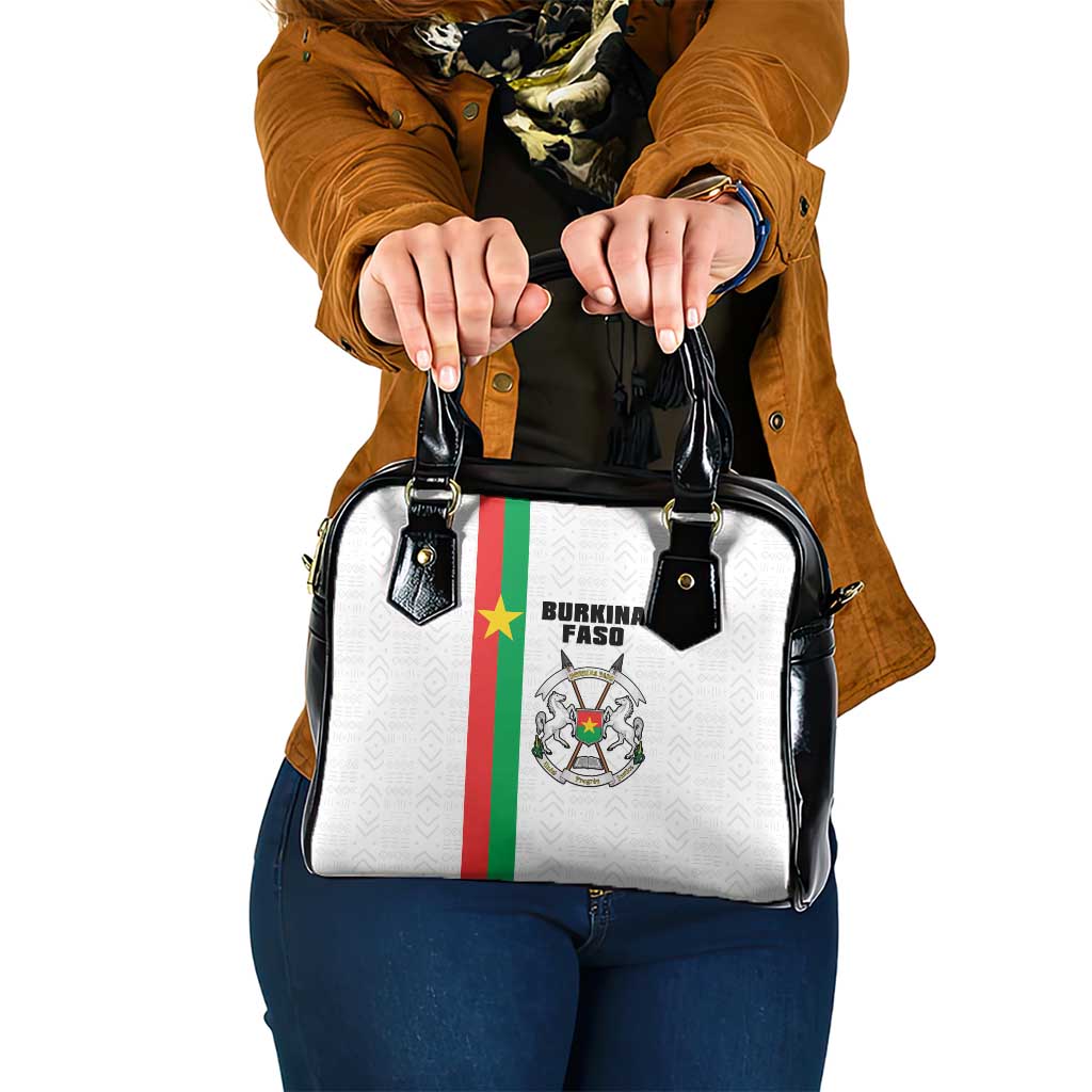 Burkina Faso Striped Shoulder Handbag African Mud Cloth Pattern - White - Wonder Print Shop