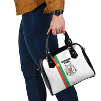 Burkina Faso Striped Shoulder Handbag African Mud Cloth Pattern - White - Wonder Print Shop