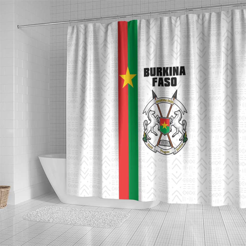 Burkina Faso Striped Shower Curtain African Mud Cloth Pattern - White - Wonder Print Shop