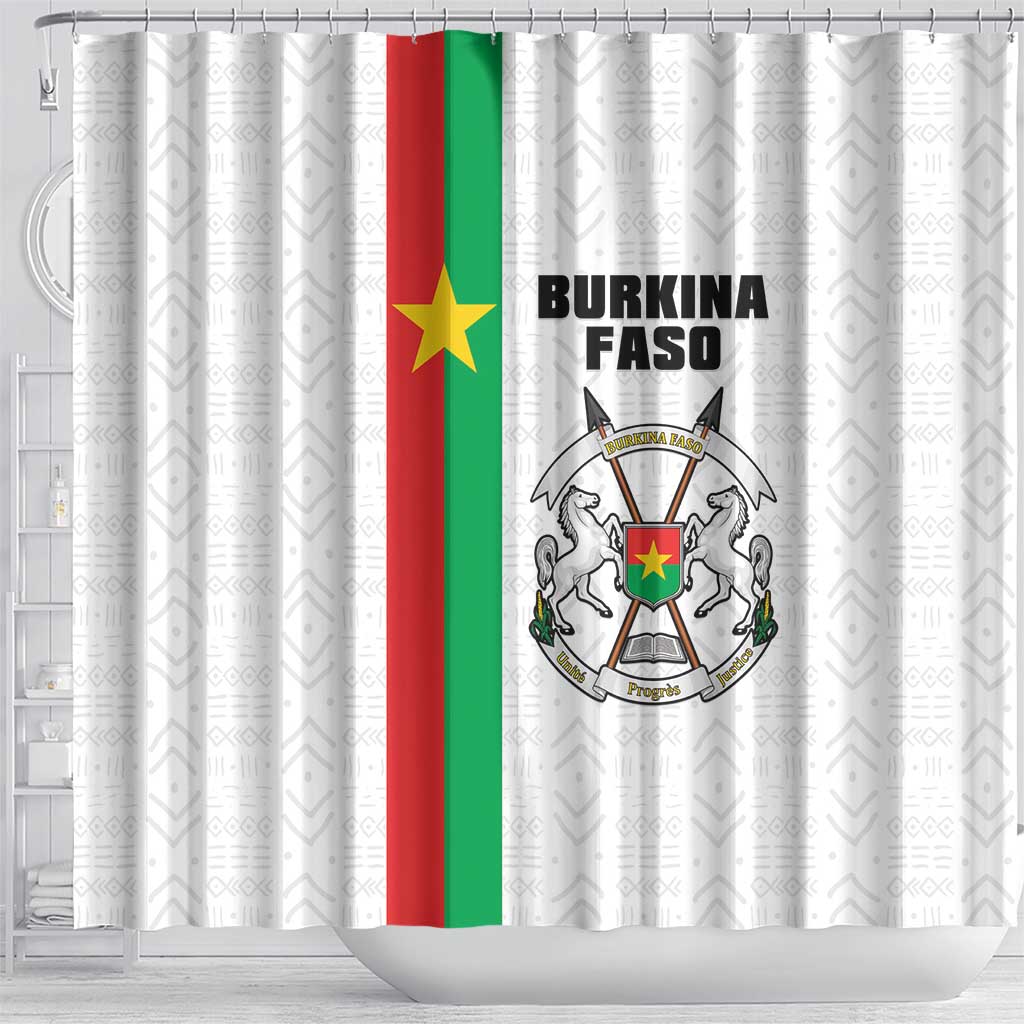 Burkina Faso Striped Shower Curtain African Mud Cloth Pattern - White - Wonder Print Shop