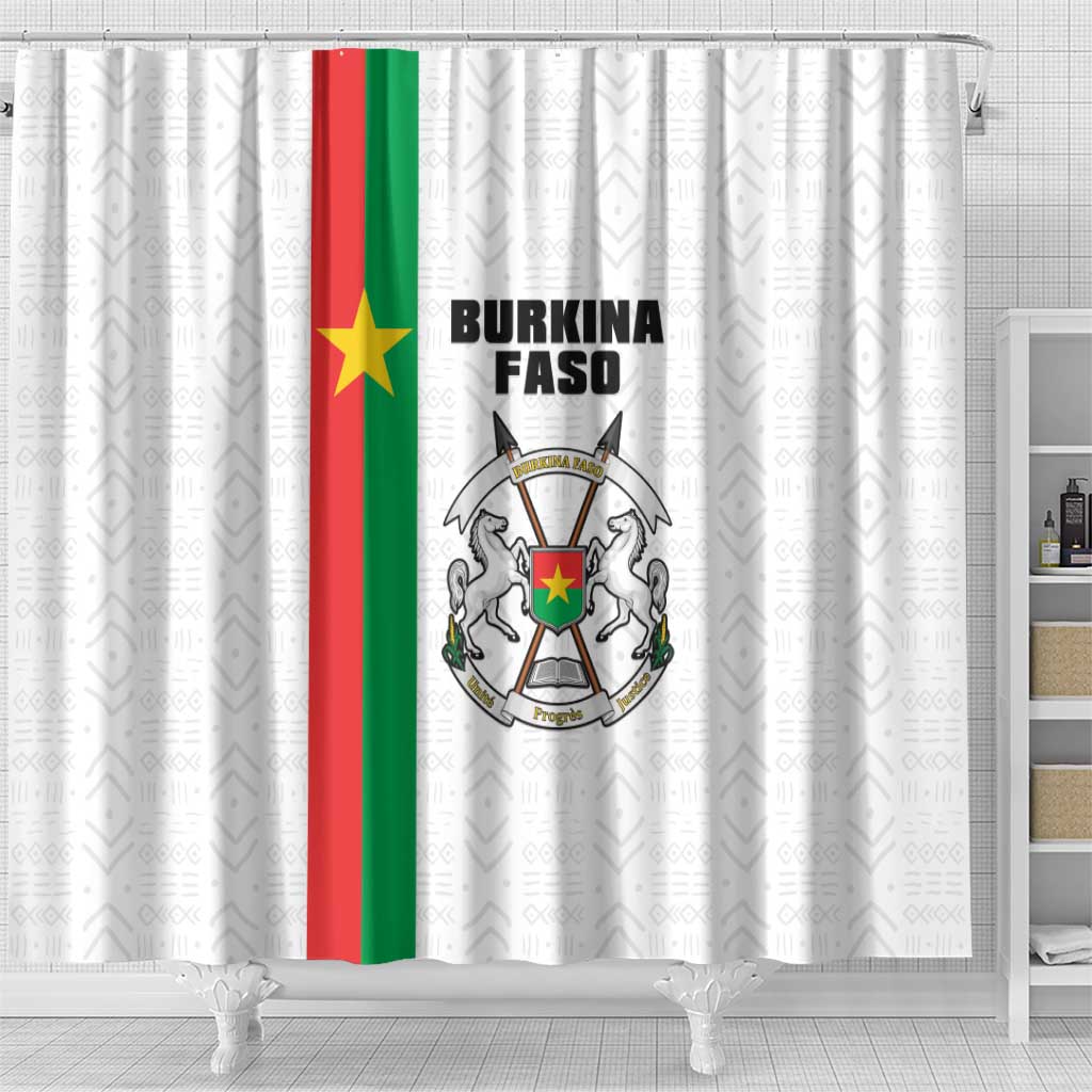 Burkina Faso Striped Shower Curtain African Mud Cloth Pattern - White - Wonder Print Shop