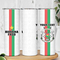 Personalized Burkina Faso Striped Skinny Tumbler African Mud Cloth Pattern - White - Wonder Print Shop