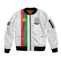 Personalized Burkina Faso Striped Sleeve Zip Bomber Jacket African Mud Cloth Pattern - White - Wonder Print Shop