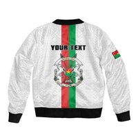 Personalized Burkina Faso Striped Sleeve Zip Bomber Jacket African Mud Cloth Pattern - White - Wonder Print Shop