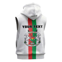 Personalized Burkina Faso Striped Sleeveless Hoodie African Mud Cloth Pattern - White - Wonder Print Shop