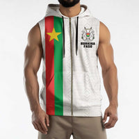Personalized Burkina Faso Striped Sleeveless Zip Hoodie African Mud Cloth Pattern - White - Wonder Print Shop