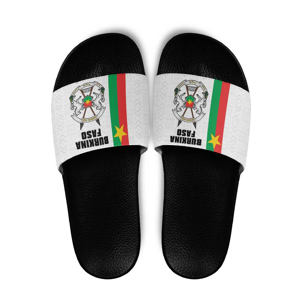 Burkina Faso Striped Slide Sandals African Mud Cloth Pattern - White - Wonder Print Shop