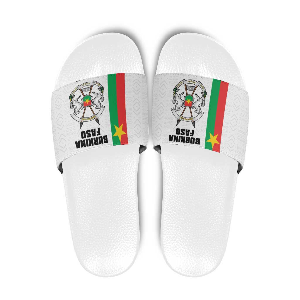 Burkina Faso Striped Slide Sandals African Mud Cloth Pattern - White - Wonder Print Shop