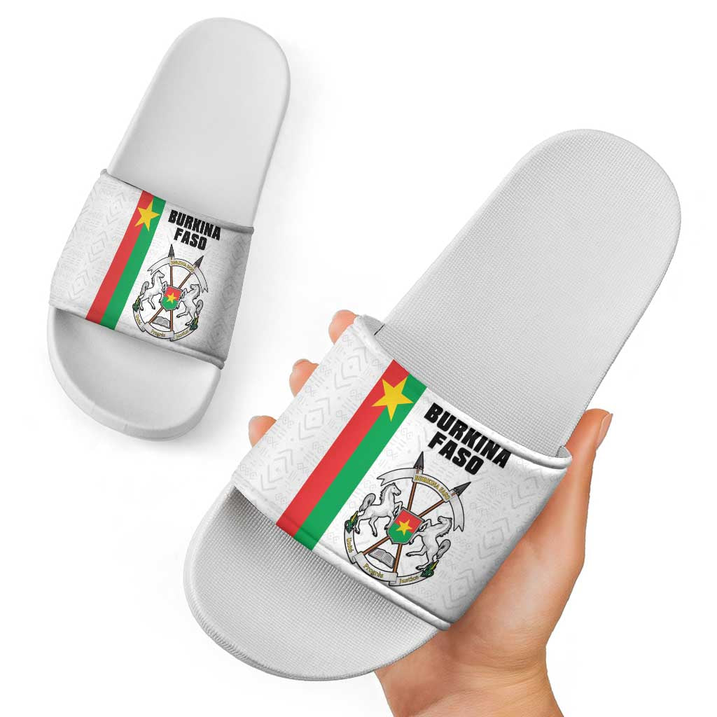 Burkina Faso Striped Slide Sandals African Mud Cloth Pattern - White - Wonder Print Shop