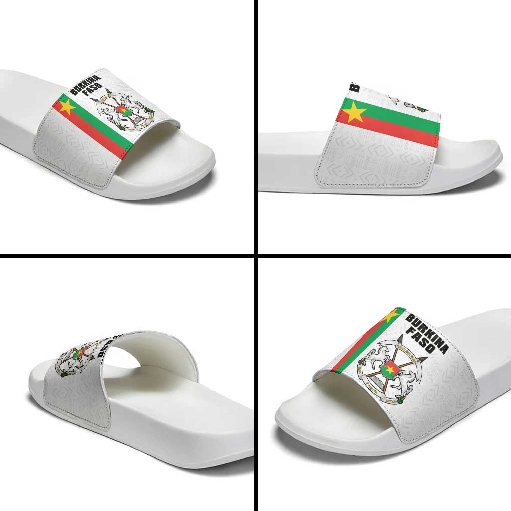 Burkina Faso Striped Slide Sandals African Mud Cloth Pattern - White - Wonder Print Shop