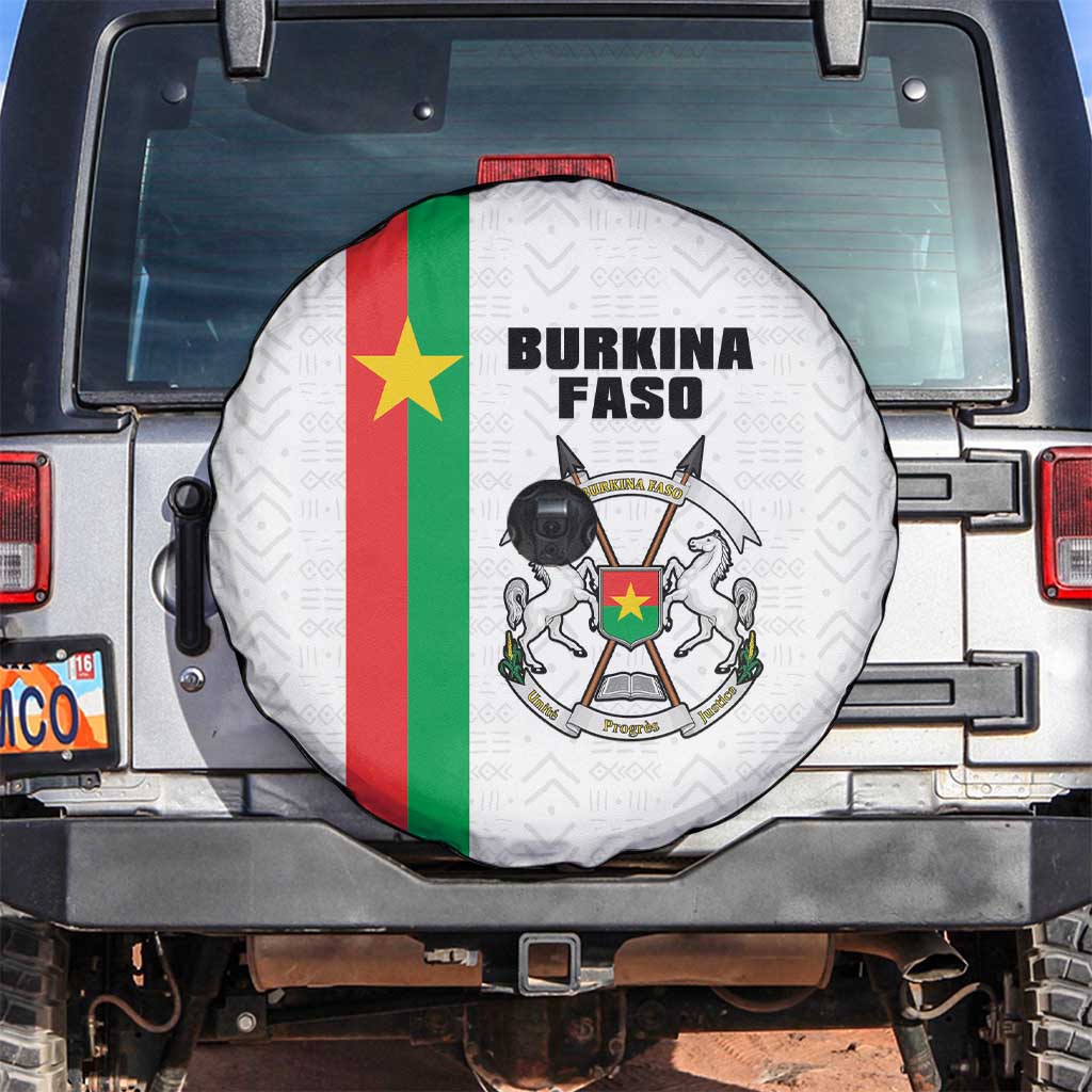Burkina Faso Striped Spare Tire Cover African Mud Cloth Pattern - White - Wonder Print Shop