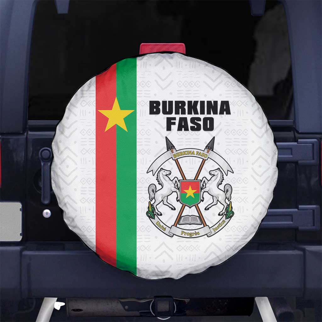 Burkina Faso Striped Spare Tire Cover African Mud Cloth Pattern - White - Wonder Print Shop