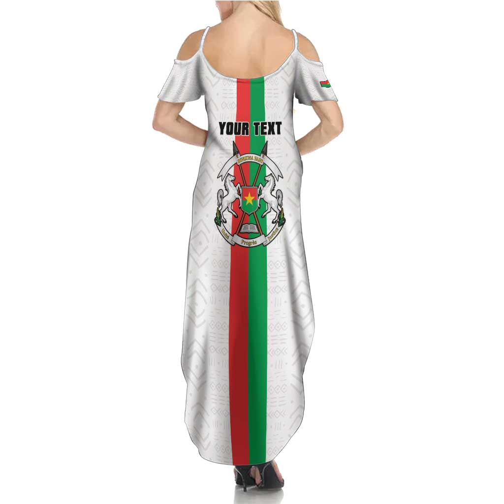 Personalized Burkina Faso Striped Summer Maxi Dress African Mud Cloth Pattern - White - Wonder Print Shop