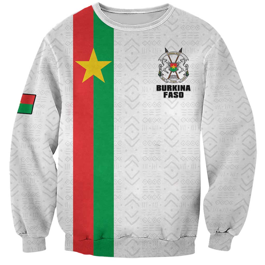 Personalized Burkina Faso Striped Sweatshirt African Mud Cloth Pattern - White - Wonder Print Shop