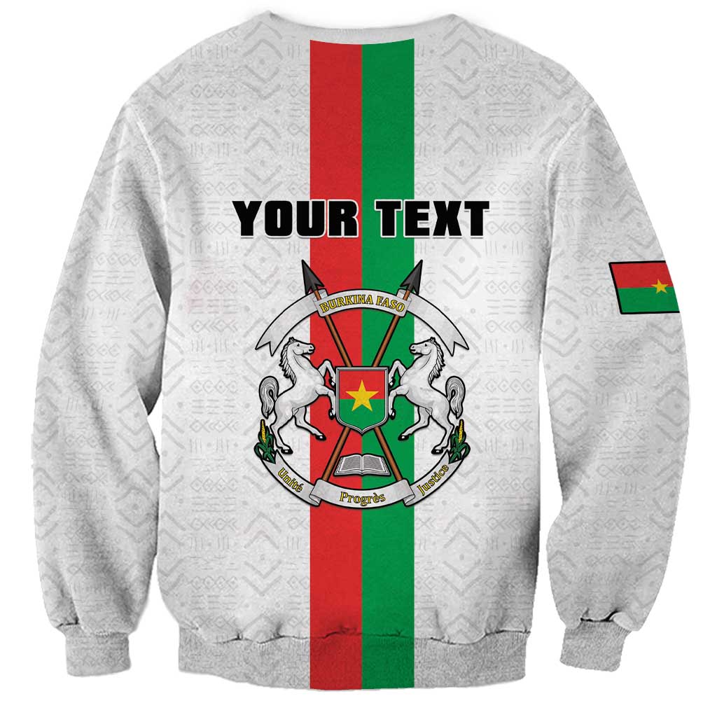 Personalized Burkina Faso Striped Sweatshirt African Mud Cloth Pattern - White - Wonder Print Shop