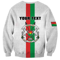 Personalized Burkina Faso Striped Sweatshirt African Mud Cloth Pattern - White - Wonder Print Shop