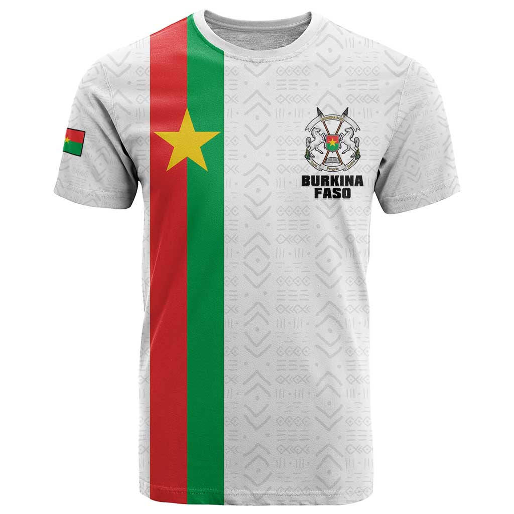 Personalized Burkina Faso Striped T Shirt African Mud Cloth Pattern - White - Wonder Print Shop
