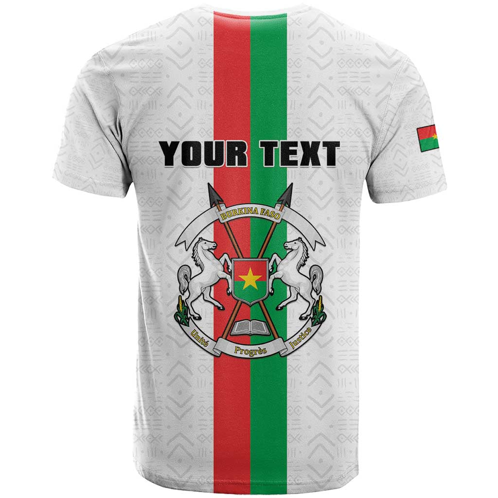 Personalized Burkina Faso Striped T Shirt African Mud Cloth Pattern - White - Wonder Print Shop