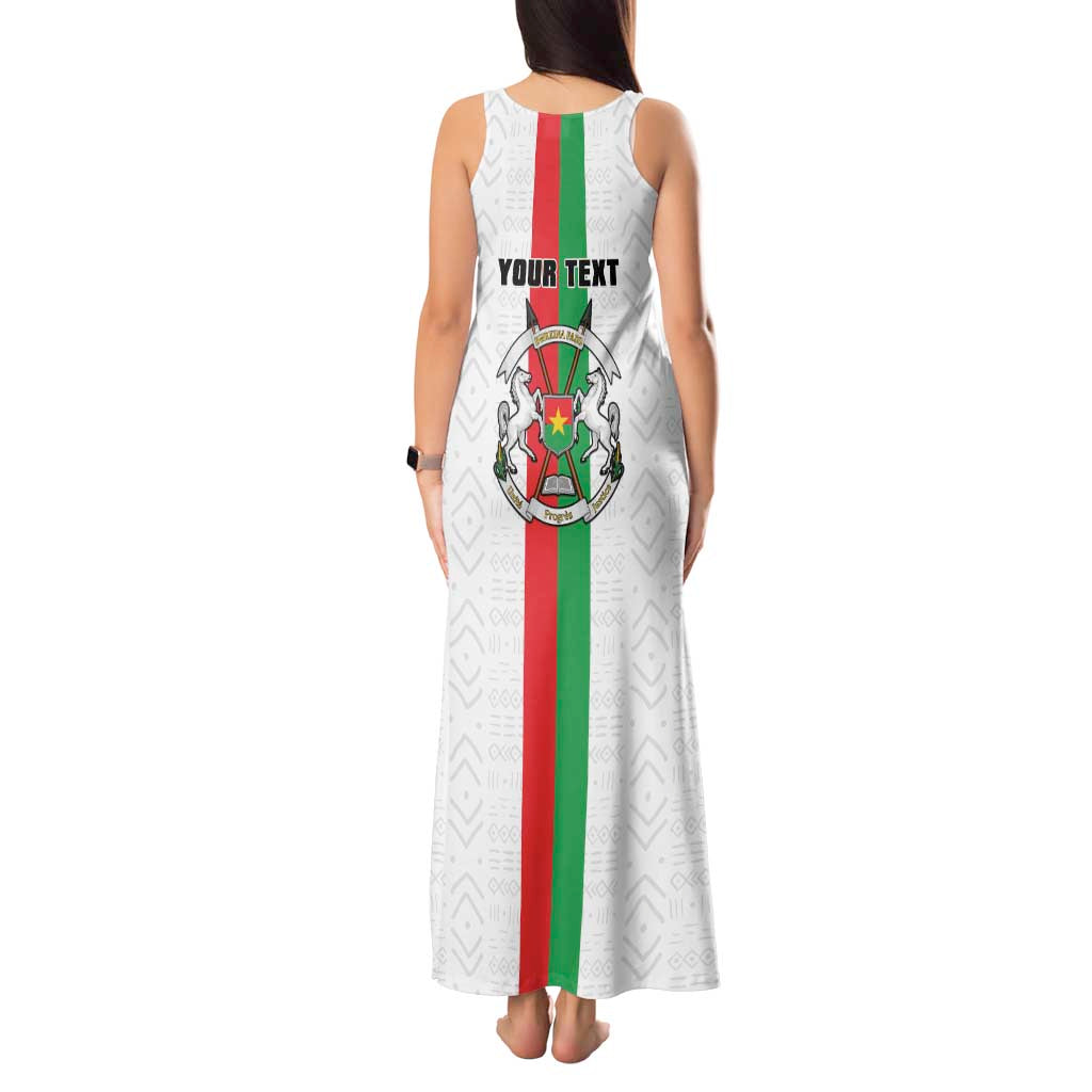 Personalized Burkina Faso Striped Tank Maxi Dress African Mud Cloth Pattern - White - Wonder Print Shop