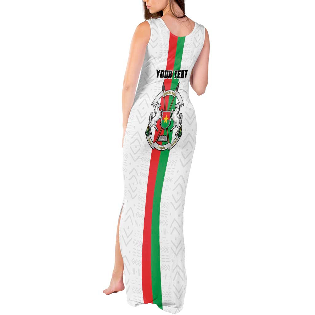 Personalized Burkina Faso Striped Tank Maxi Dress African Mud Cloth Pattern - White - Wonder Print Shop