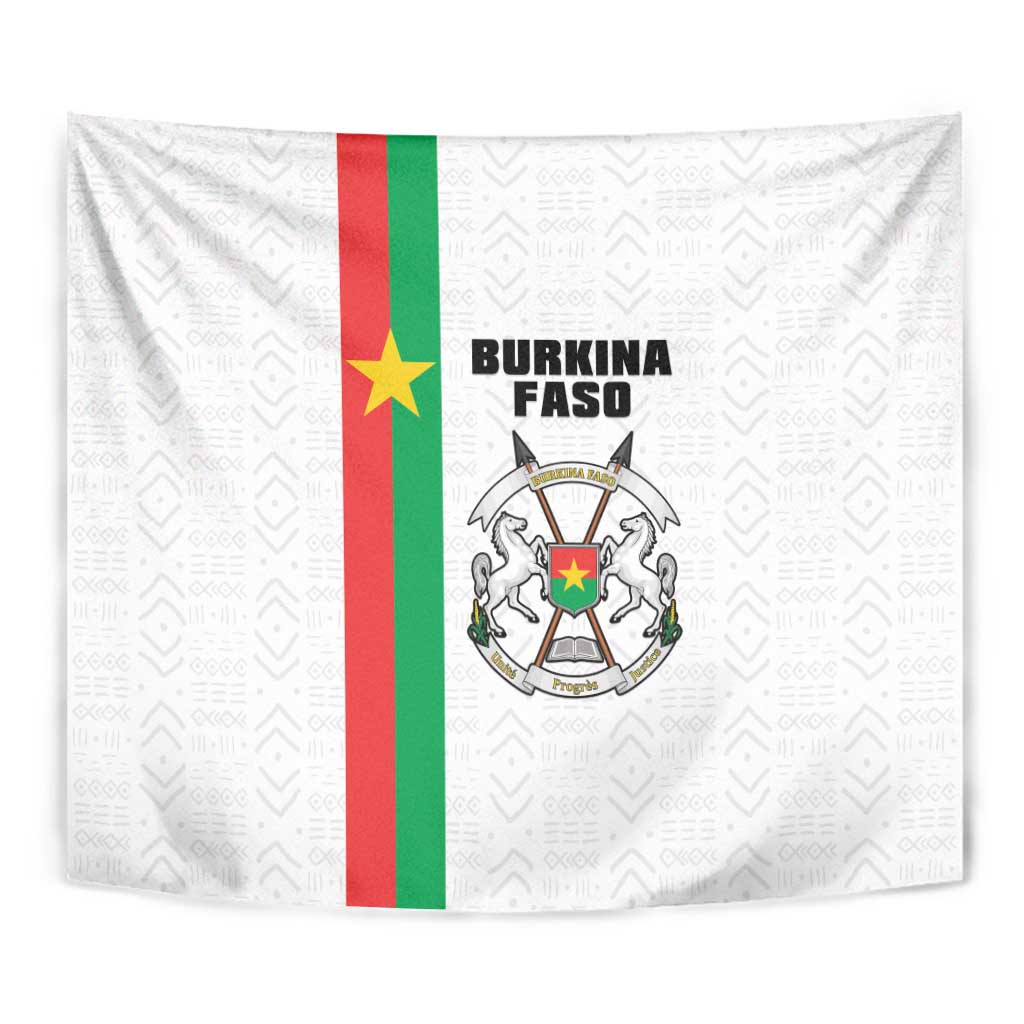 Burkina Faso Striped Tapestry African Mud Cloth Pattern - White - Wonder Print Shop