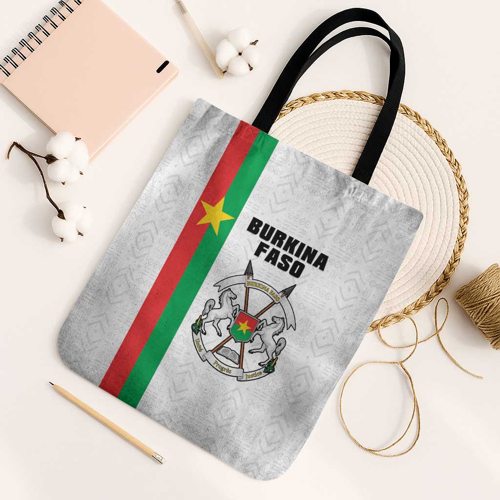 Burkina Faso Striped Tote Bag African Mud Cloth Pattern - White - Wonder Print Shop