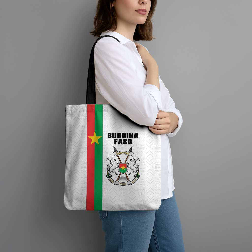 Burkina Faso Striped Tote Bag African Mud Cloth Pattern - White - Wonder Print Shop