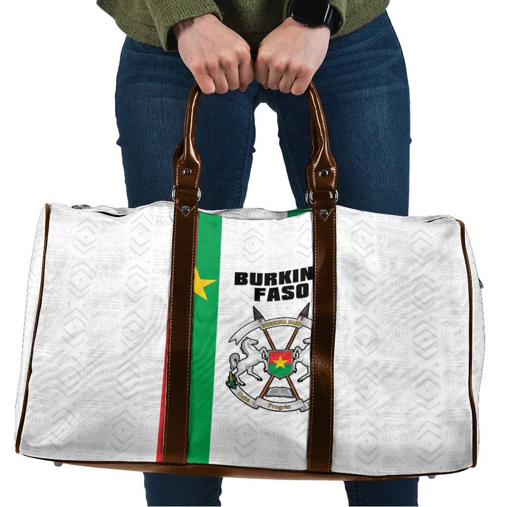 Burkina Faso Striped Travel Bag African Mud Cloth Pattern - White - Wonder Print Shop