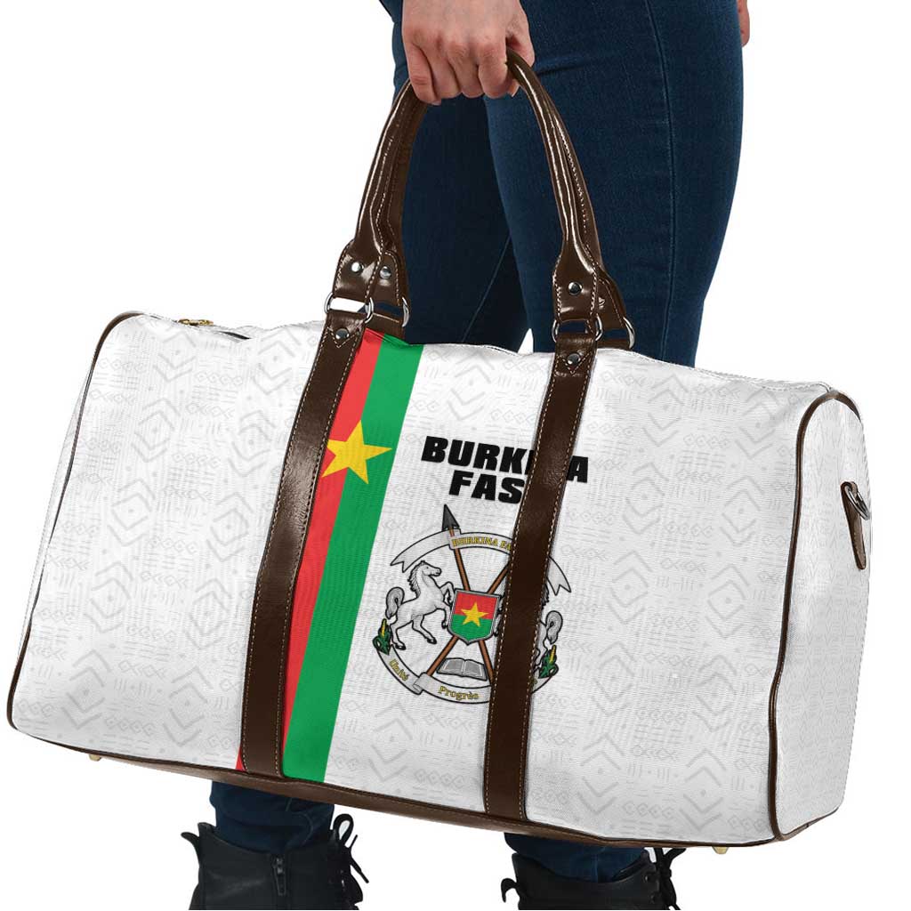 Burkina Faso Striped Travel Bag African Mud Cloth Pattern - White - Wonder Print Shop