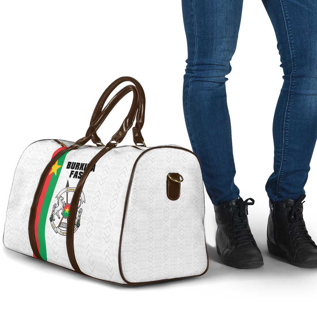 Burkina Faso Striped Travel Bag African Mud Cloth Pattern - White - Wonder Print Shop