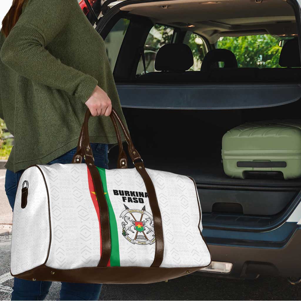 Burkina Faso Striped Travel Bag African Mud Cloth Pattern - White - Wonder Print Shop