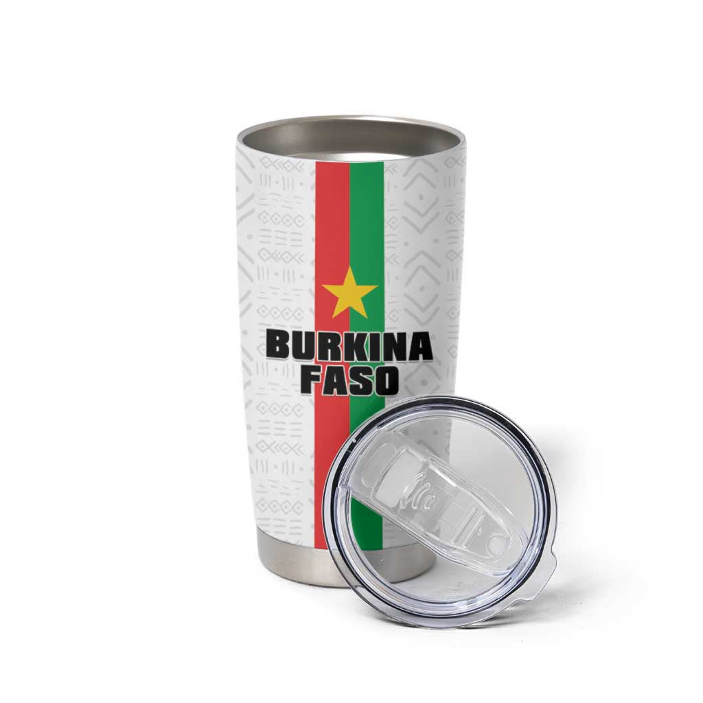 Personalized Burkina Faso Striped Tumbler Cup African Mud Cloth Pattern - White - Wonder Print Shop