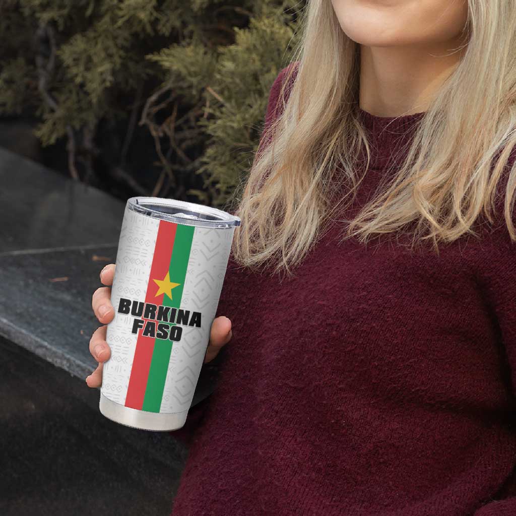 Personalized Burkina Faso Striped Tumbler Cup African Mud Cloth Pattern - White - Wonder Print Shop