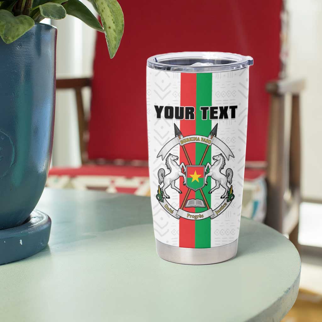 Personalized Burkina Faso Striped Tumbler Cup African Mud Cloth Pattern - White - Wonder Print Shop