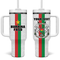 Personalized Burkina Faso Striped Tumbler With Handle African Mud Cloth Pattern - White - Wonder Print Shop