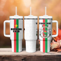 Personalized Burkina Faso Striped Tumbler With Handle African Mud Cloth Pattern - White - Wonder Print Shop