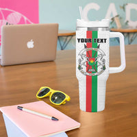 Personalized Burkina Faso Striped Tumbler With Handle African Mud Cloth Pattern - White - Wonder Print Shop