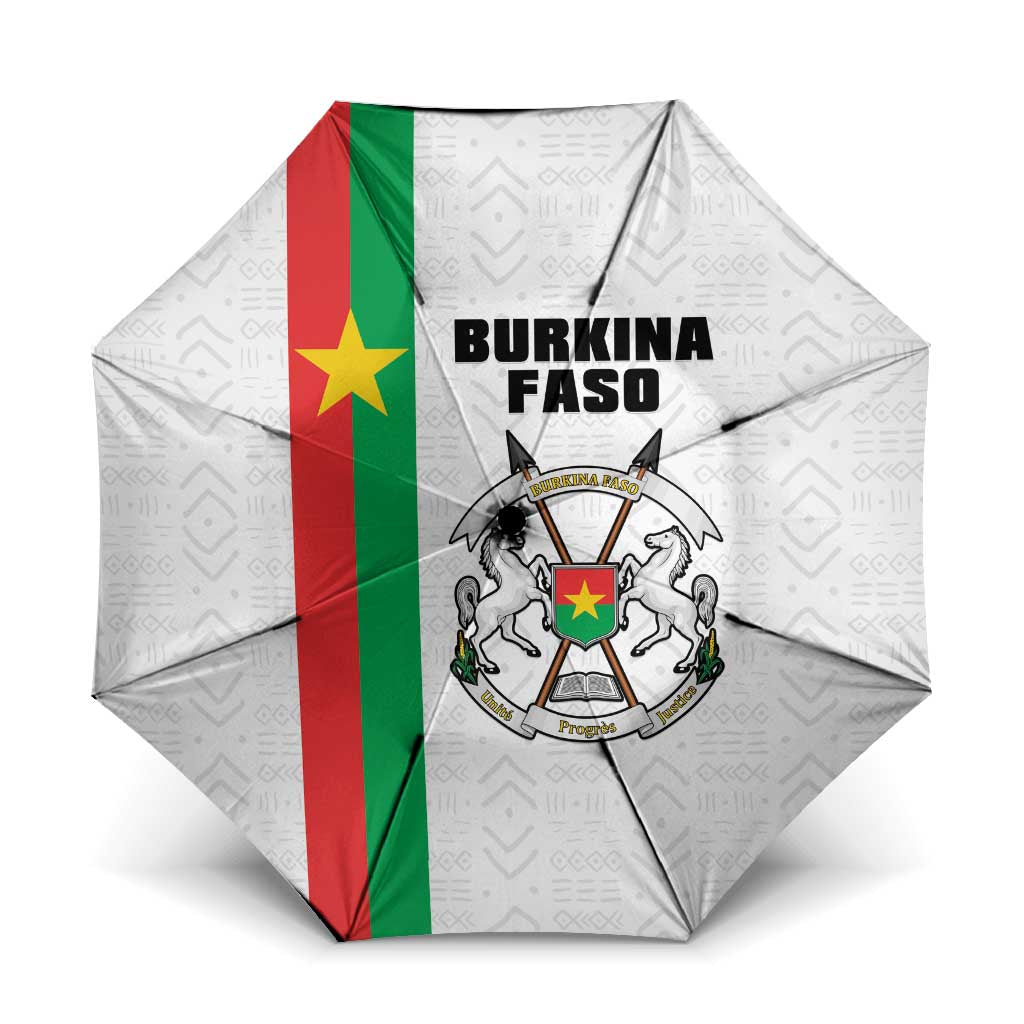 Burkina Faso Striped Umbrella African Mud Cloth Pattern - White - Wonder Print Shop