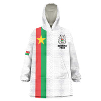 Personalized Burkina Faso Striped Wearable Blanket Hoodie African Mud Cloth Pattern - White - Wonder Print Shop