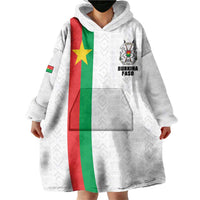 Personalized Burkina Faso Striped Wearable Blanket Hoodie African Mud Cloth Pattern - White - Wonder Print Shop