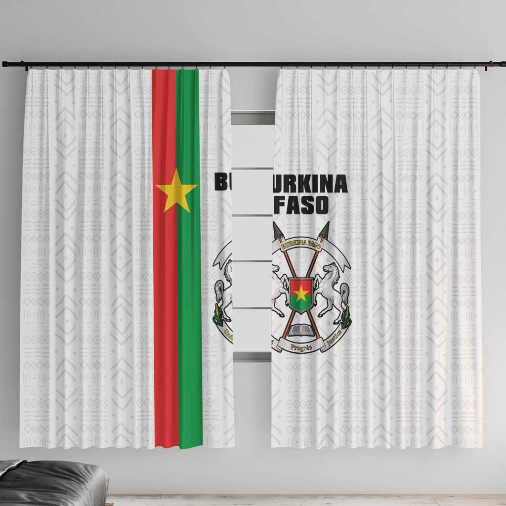 Burkina Faso Striped Window Curtain African Mud Cloth Pattern - White - Wonder Print Shop