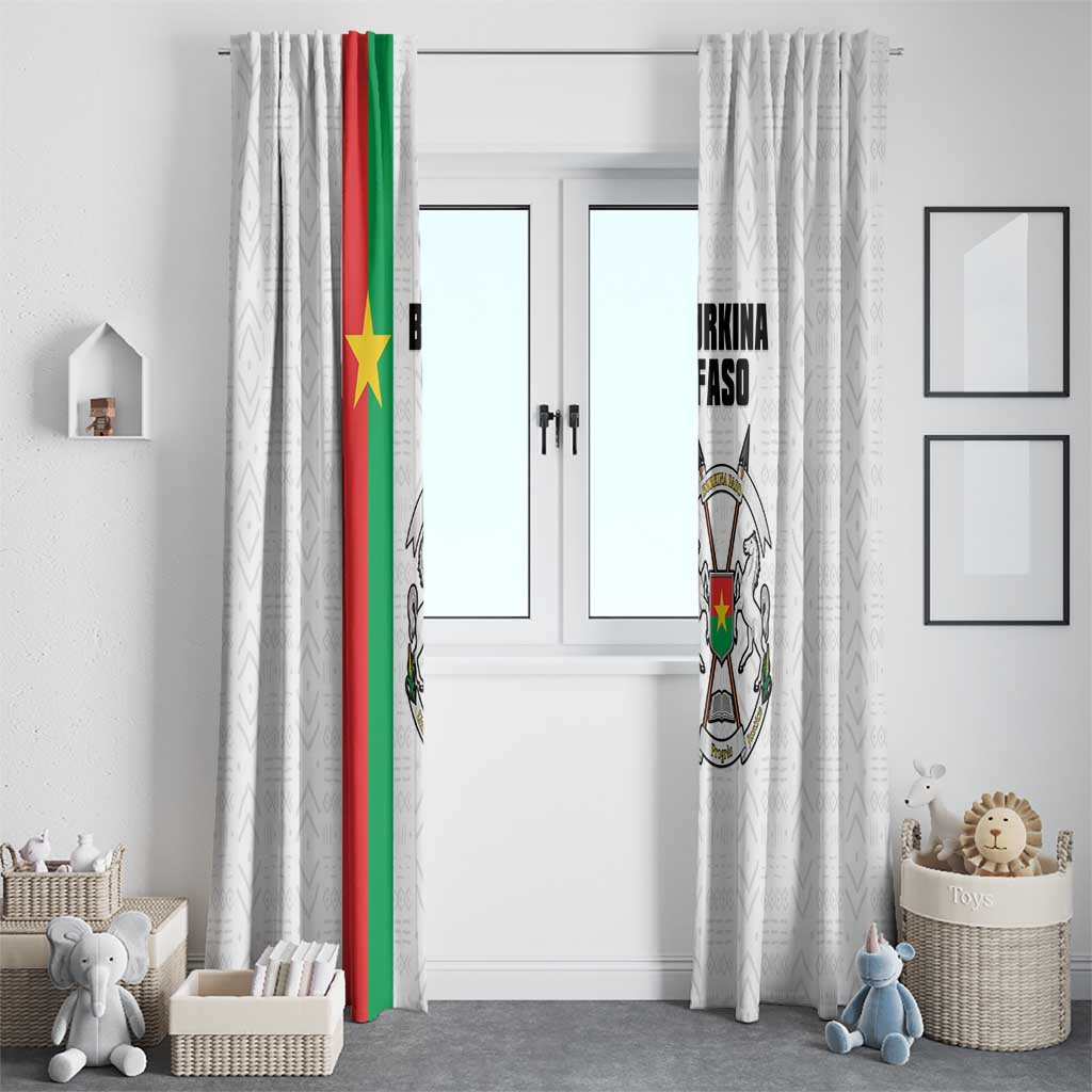 Burkina Faso Striped Window Curtain African Mud Cloth Pattern - White - Wonder Print Shop